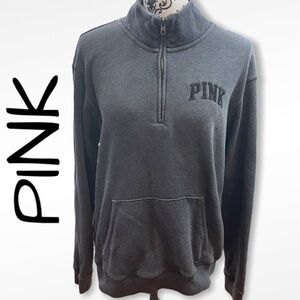 VICTORIA’S Secret Pink Dark Grey 1/4 Zip Pullover
